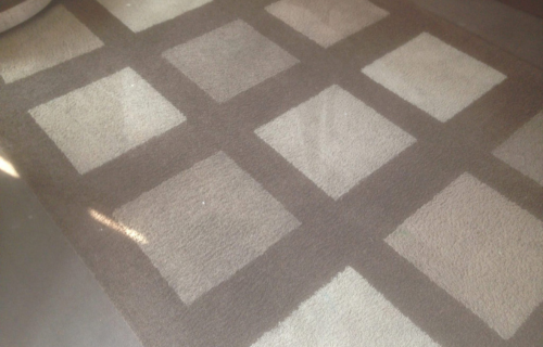 "Professional carpet cleaning in progress by Dirt Busters, showcasing deep-cleaning equipment on a stained carpet."